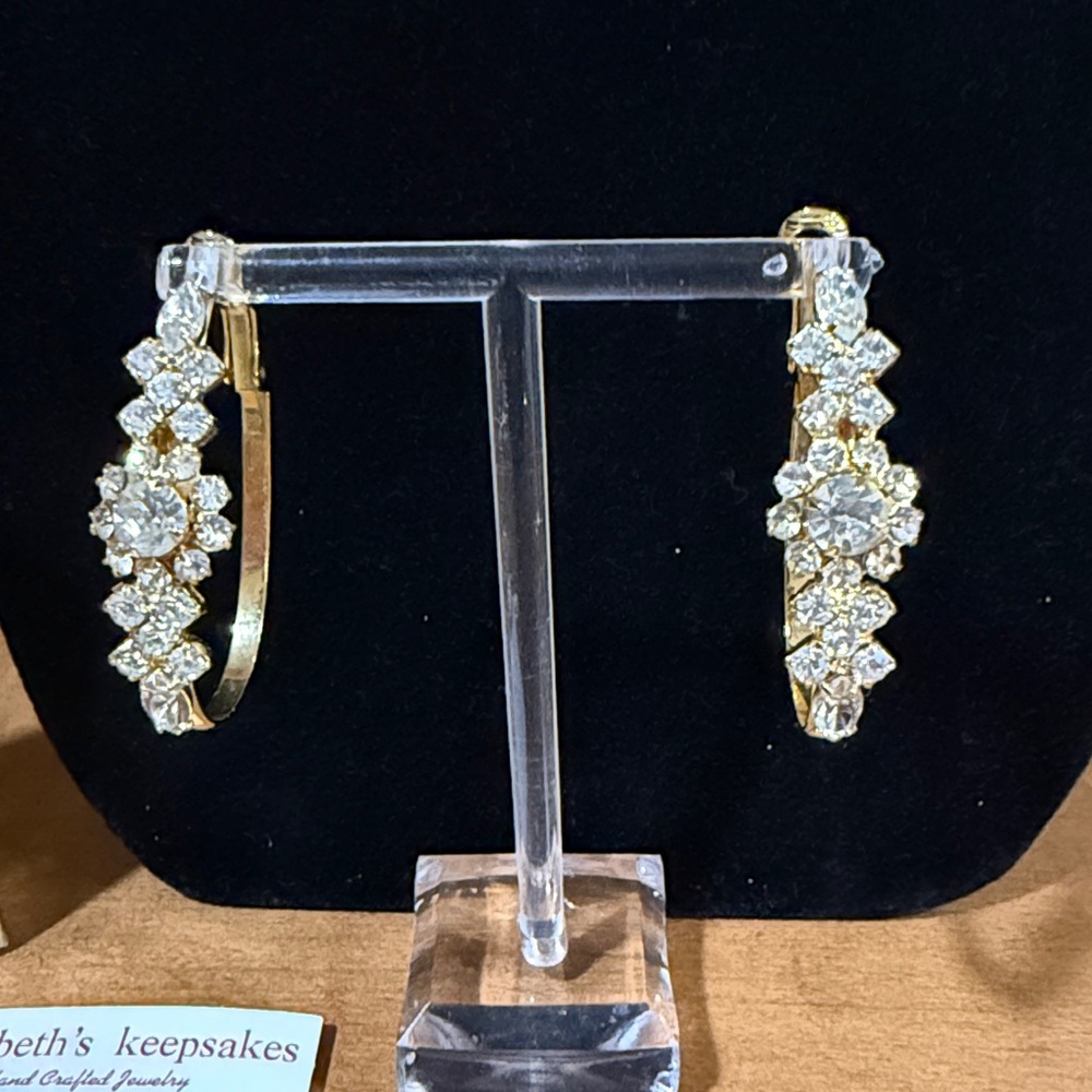 Elizabeth’s Keepsakes Handcrafted Jewelry Crystal Rhinestone Hoop Earrings